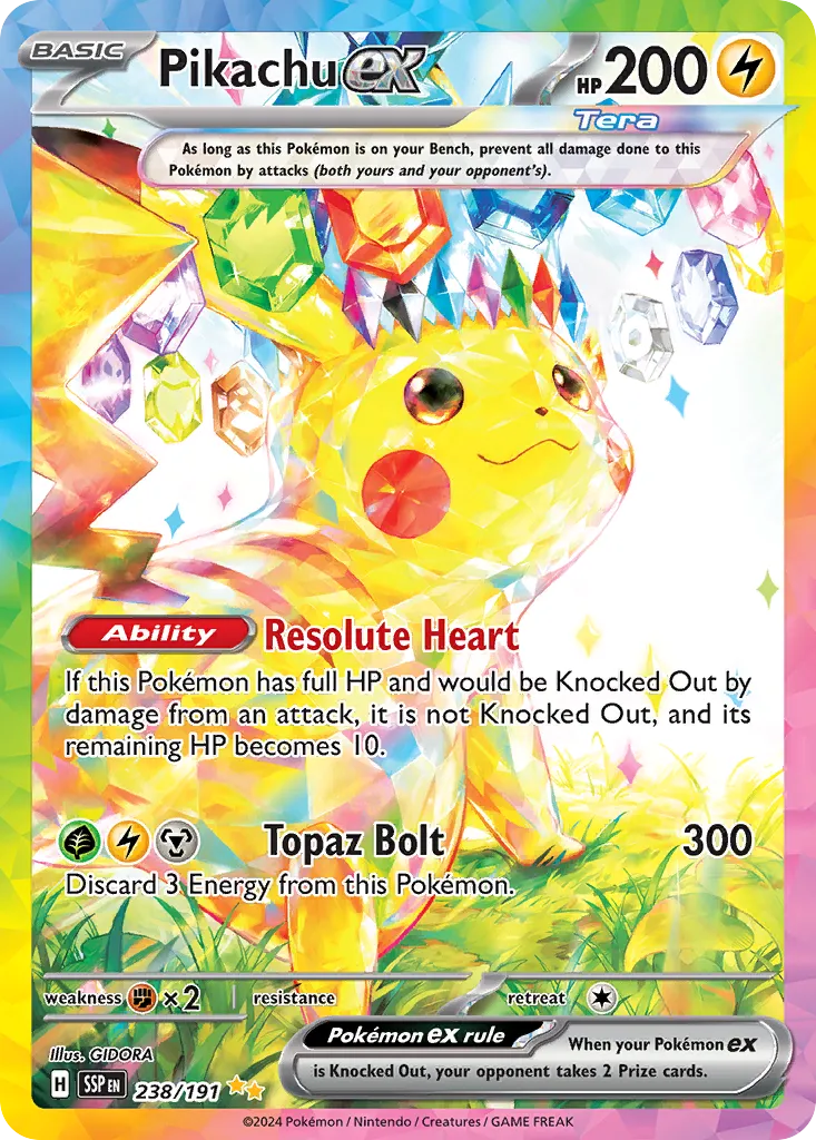 Pikachu ex 238/252 — Surging Sparks (English Pokémon TCG card)