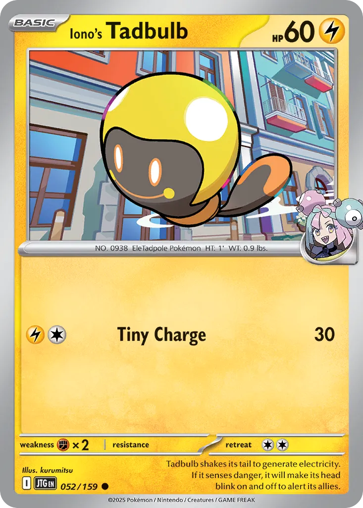 Iono's Tadbulb 052/190 — Journey Together (English Pokémon TCG card)