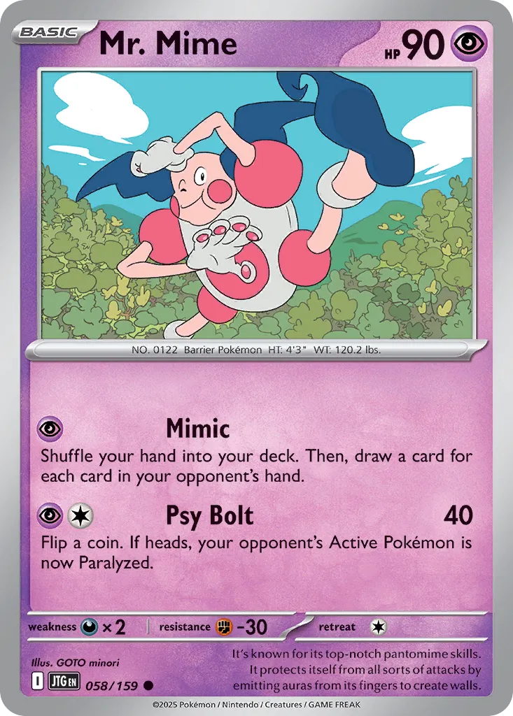 Mr. Mime 058/190 — Journey Together (English Pokémon TCG card)