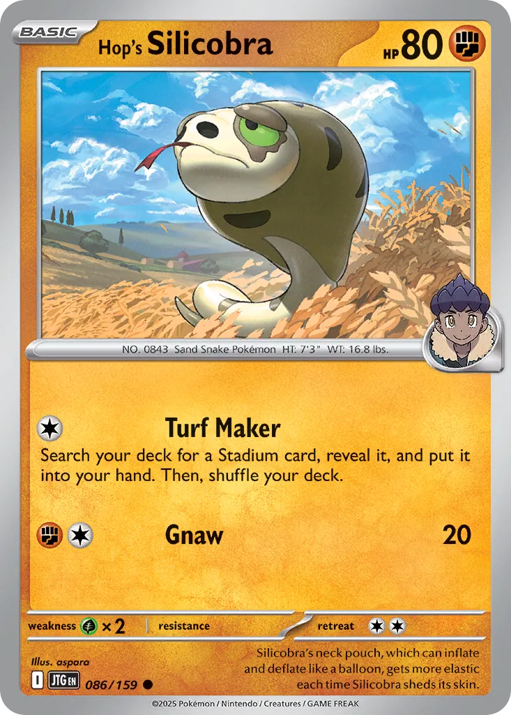 Hop's Silicobra 086/190 — Journey Together (English Pokémon TCG card)