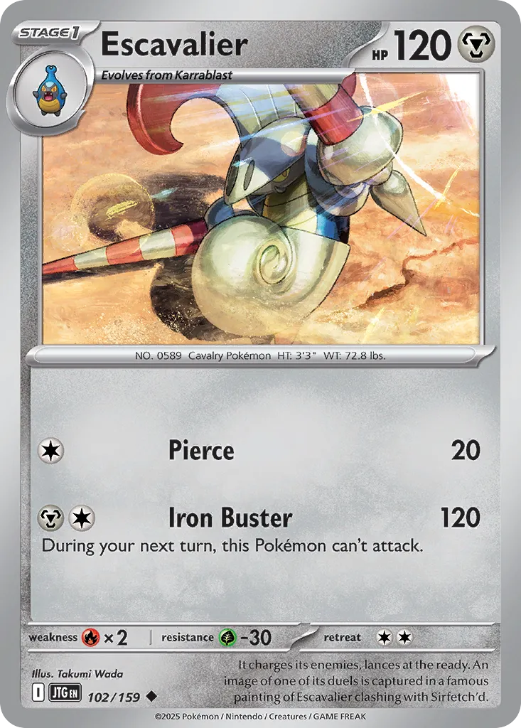 Escavalier 102/190 — Journey Together (English Pokémon TCG card)