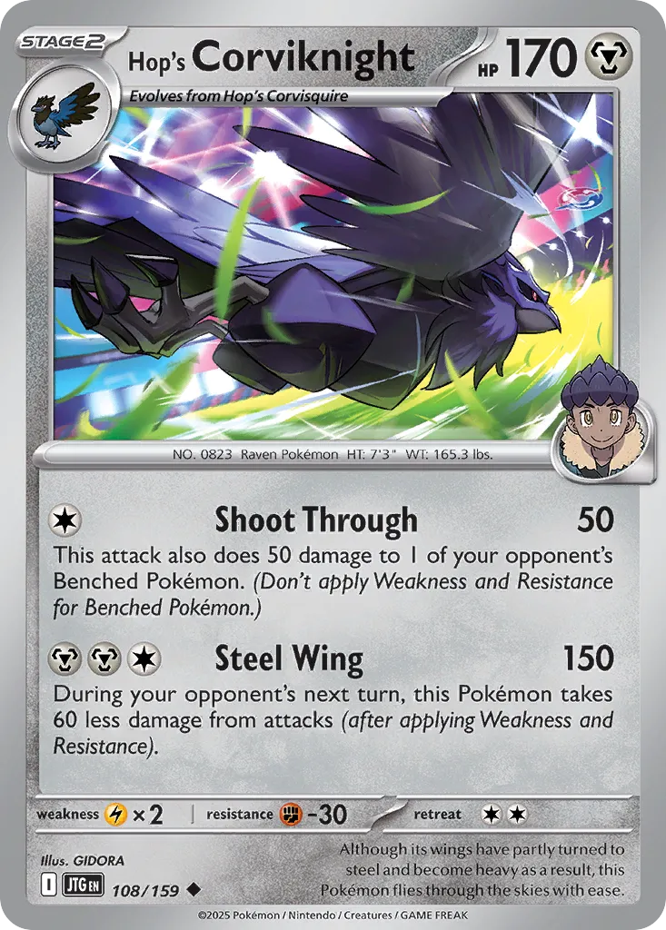 Hop's Corviknight 108/190 — Journey Together (English Pokémon TCG card)
