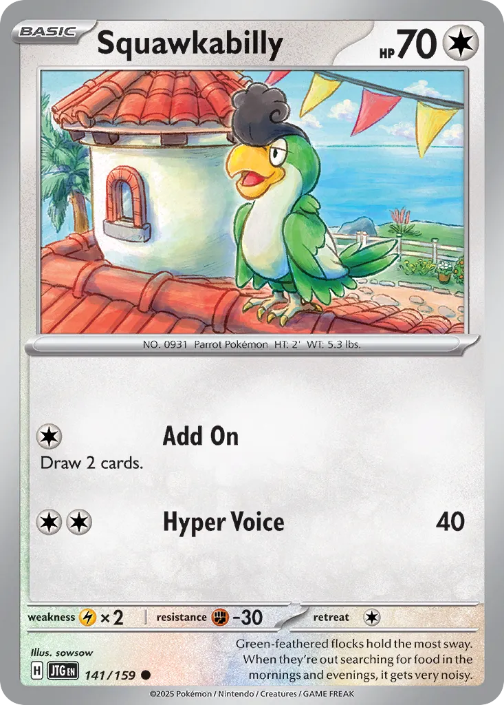 Squawkabilly 141/190 — Journey Together (English Pokémon TCG card)