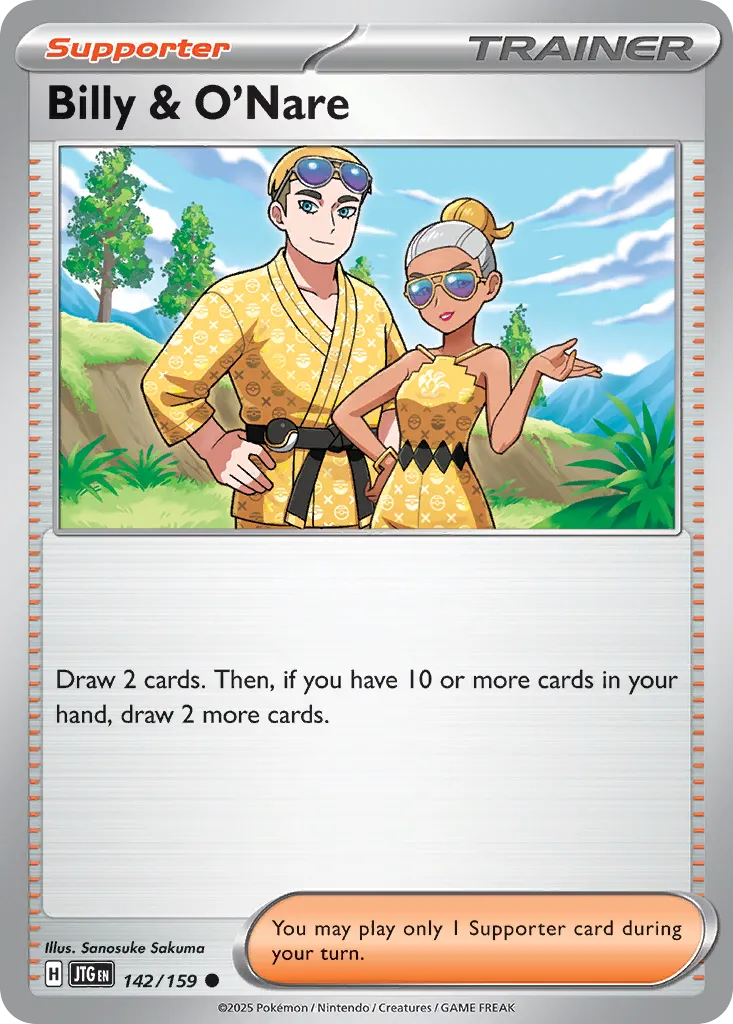 Billy & O'Nare 142/190 — Journey Together (English Pokémon TCG card)