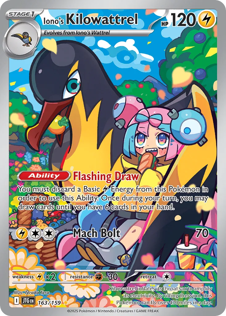 Iono's Kilowattrel 163/190 — Journey Together (English Pokémon TCG card)