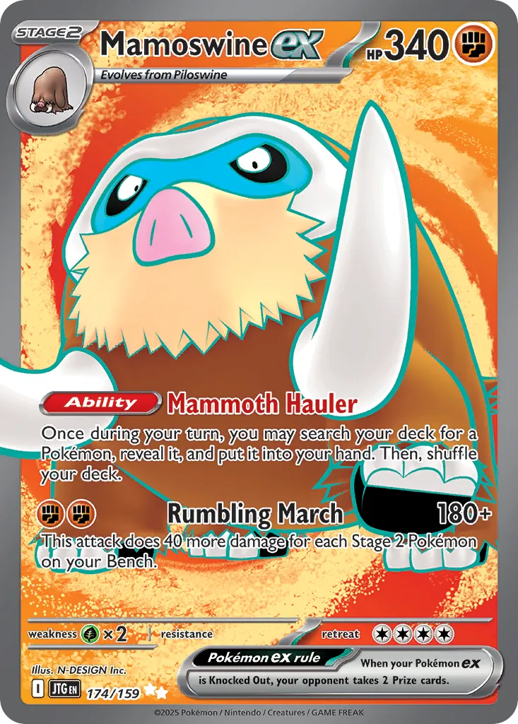 Mamoswine ex 174/190 — Journey Together (English Pokémon TCG card)