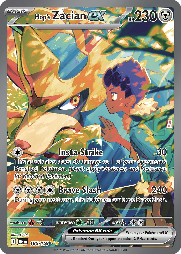 Hop's Zacian ex 186/190 — Journey Together (English Pokémon TCG card)