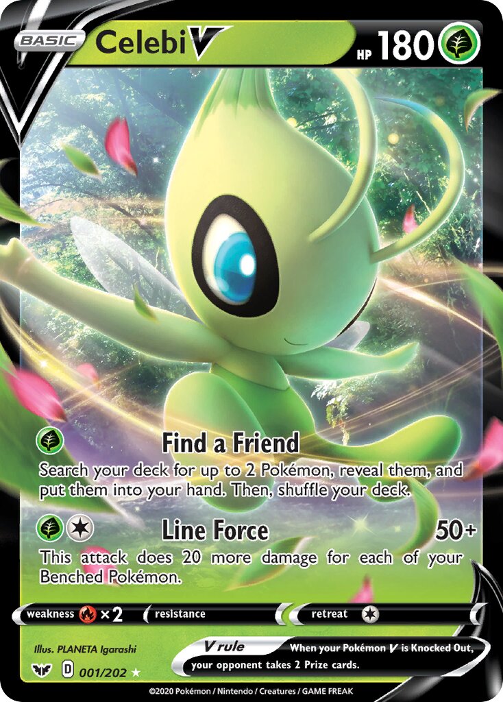 Celebi V 001/216 — Sword & Shield (English Pokémon TCG card)