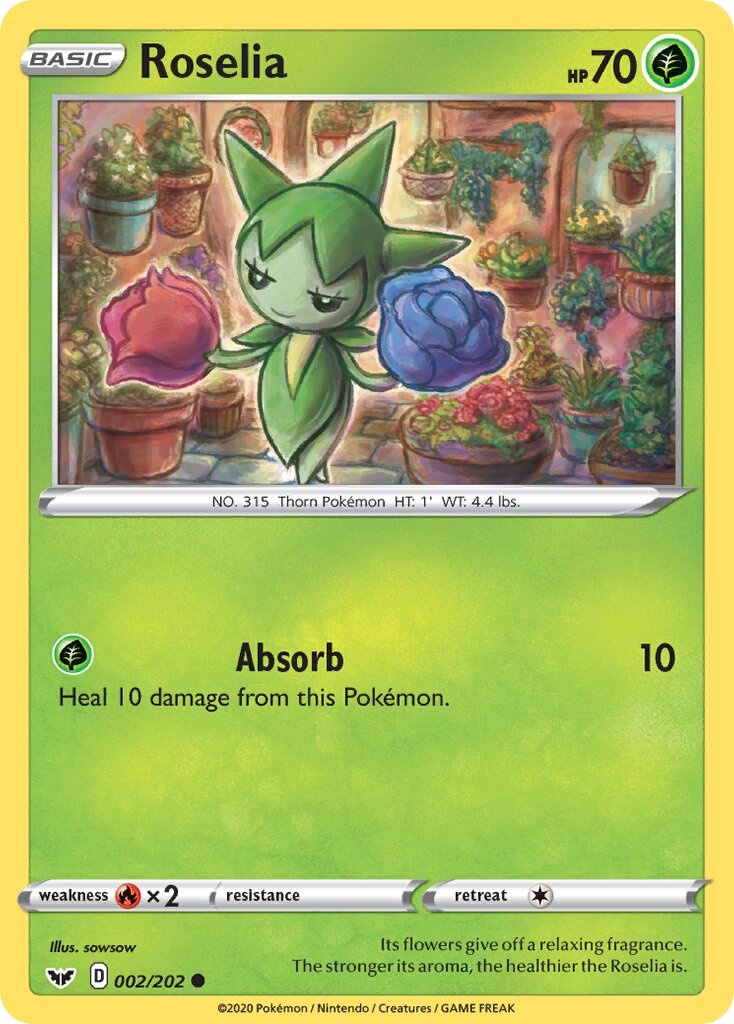 Roselia 002/216 — Sword & Shield (English Pokémon TCG card)