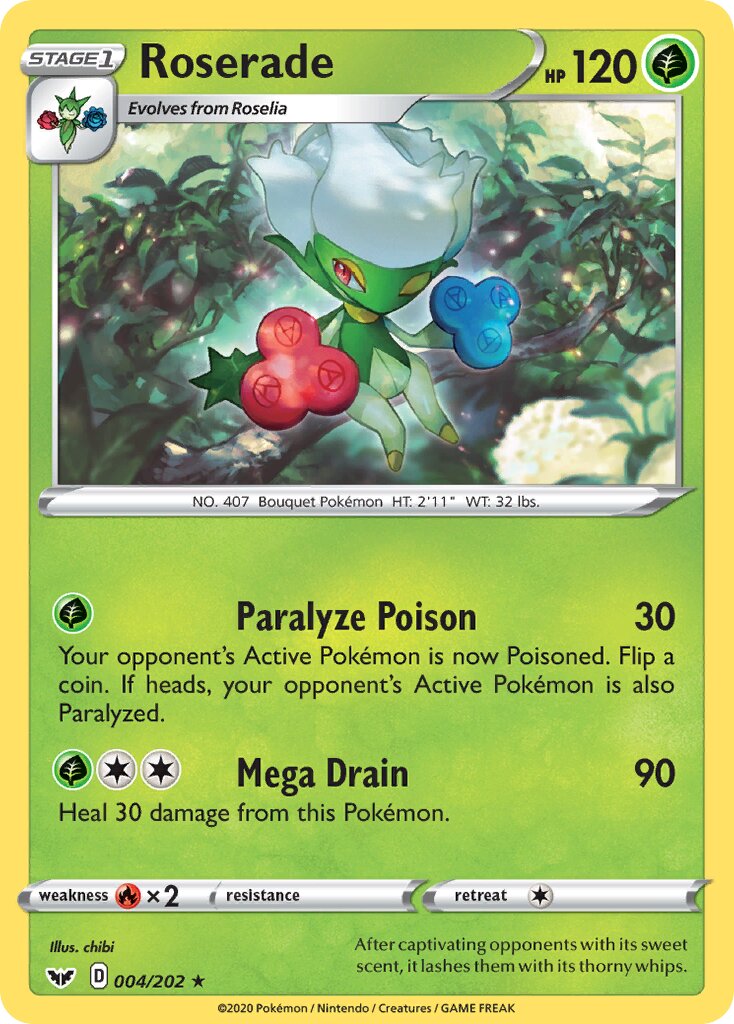 Roserade 004/216 — Sword & Shield (English Pokémon TCG card)
