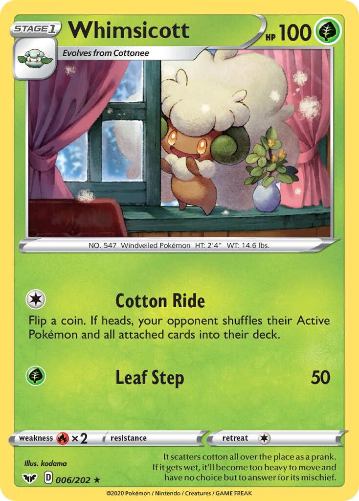 Whimsicott 006/216 — Sword & Shield (English Pokémon TCG card)