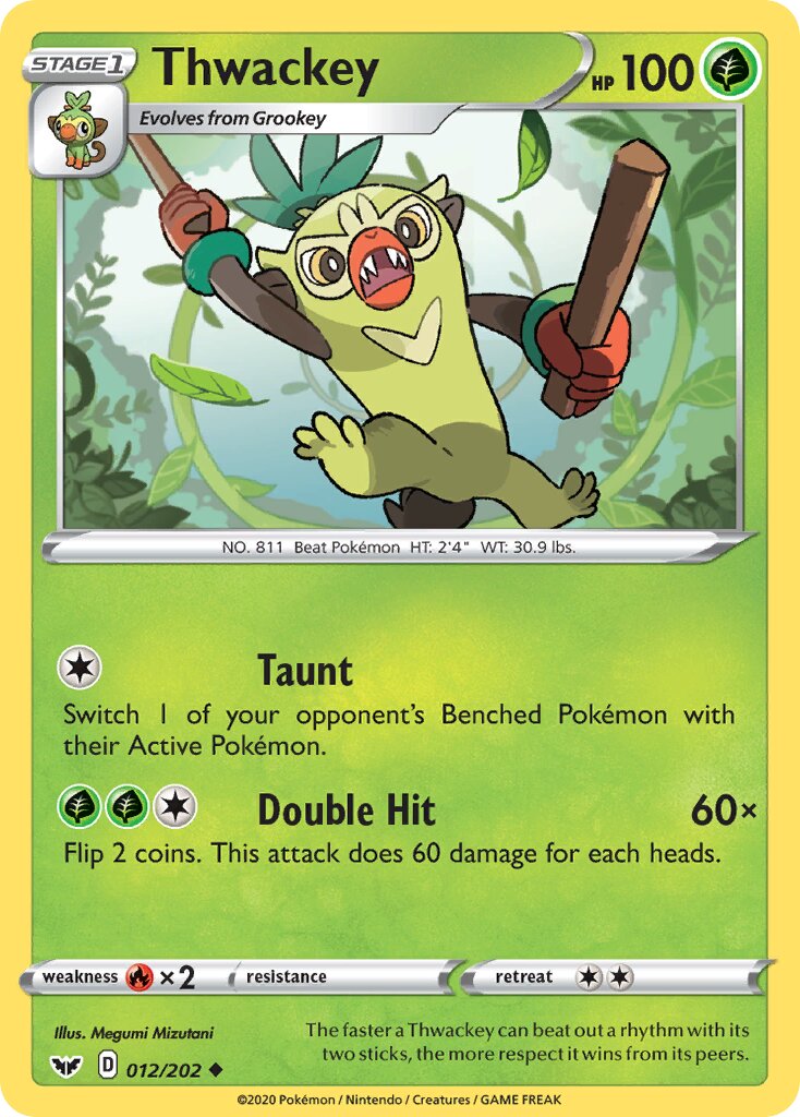Thwackey 012/216 — Sword & Shield (English Pokémon TCG card)