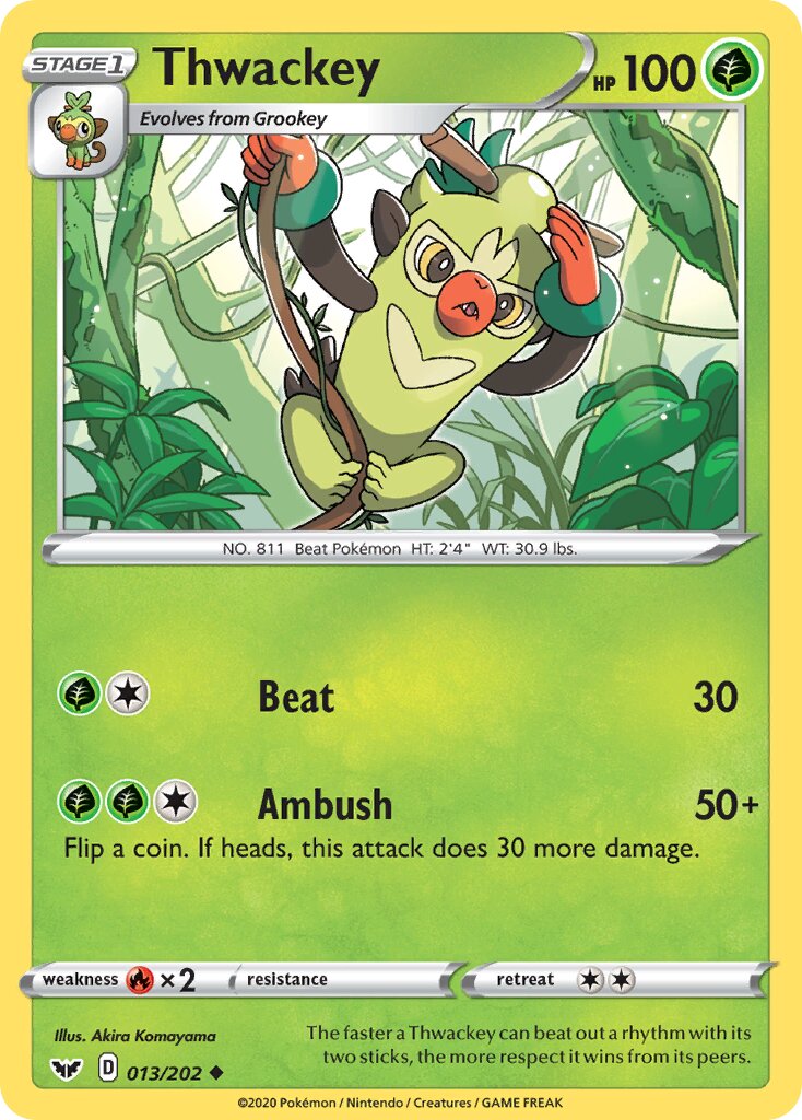 Thwackey 013/216 — Sword & Shield (English Pokémon TCG card)