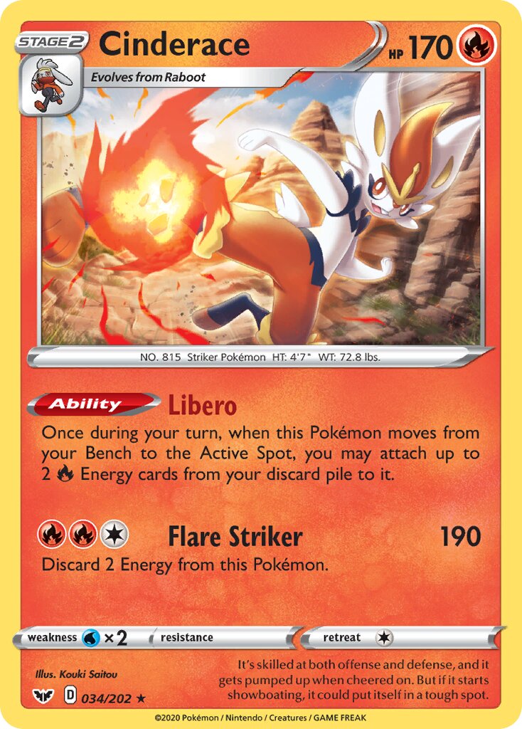 Cinderace 034/216 — Sword & Shield (English Pokémon TCG card)