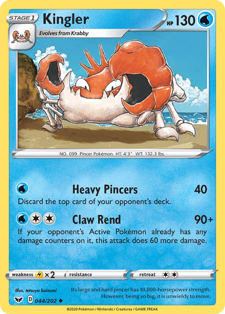 Kingler 044/216 — Sword & Shield (English Pokémon TCG card)