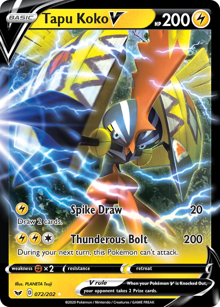 Tapu Koko V 072/216 — Sword & Shield (English Pokémon TCG card)