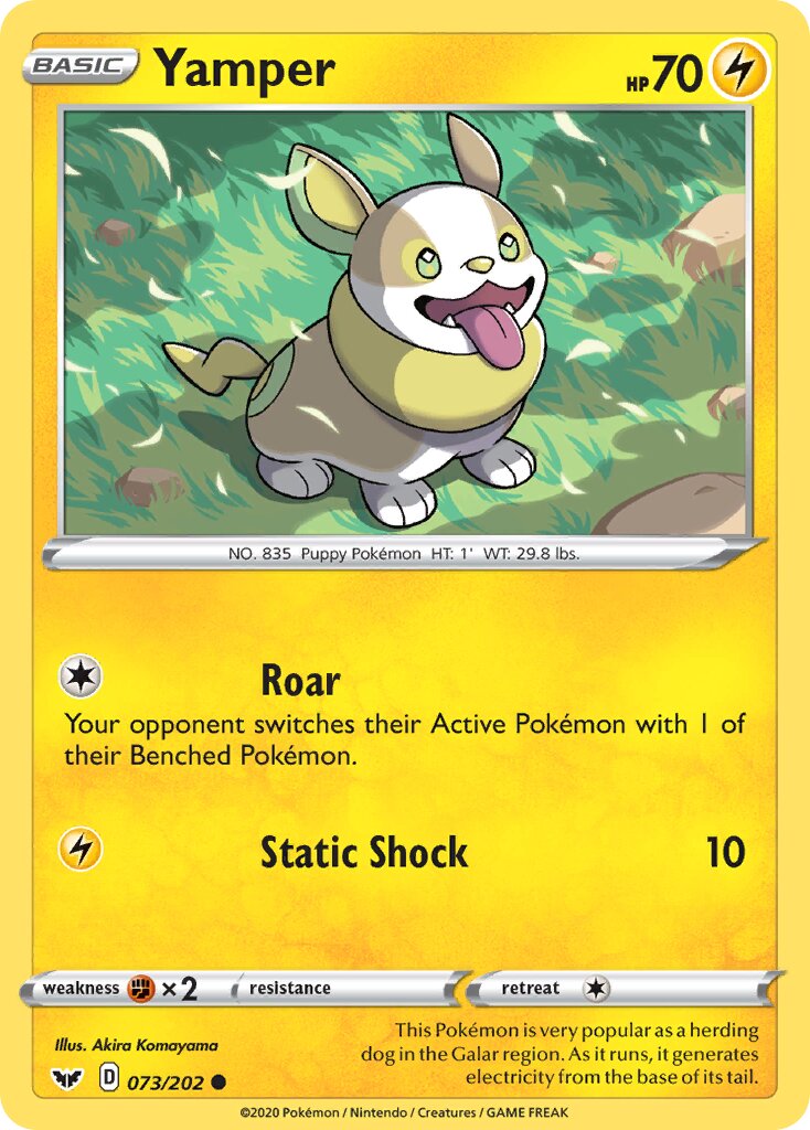 Yamper 073/216 — Sword & Shield (English Pokémon TCG card)
