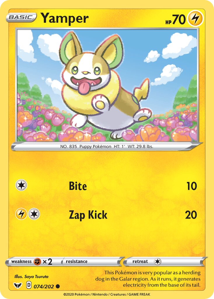 Yamper 074/216 — Sword & Shield (English Pokémon TCG card)