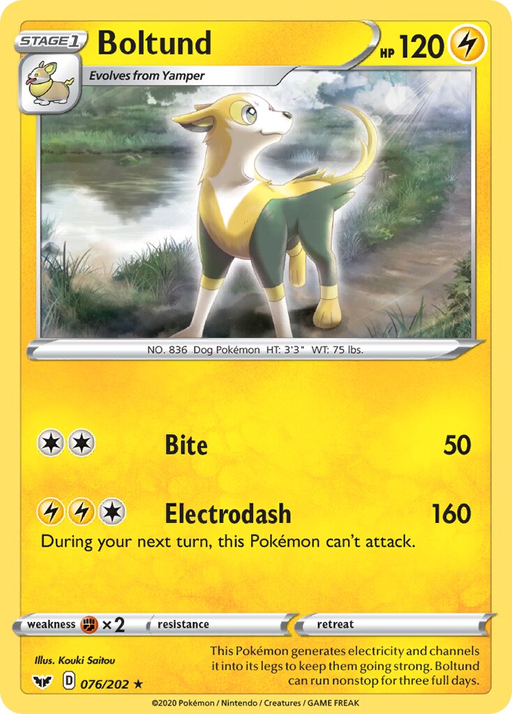 Boltund 076/216 — Sword & Shield (English Pokémon TCG card)