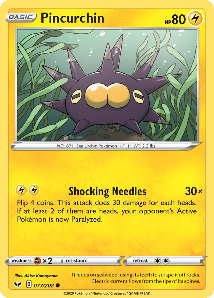 Pincurchin 077/216 — Sword & Shield (English Pokémon TCG card)