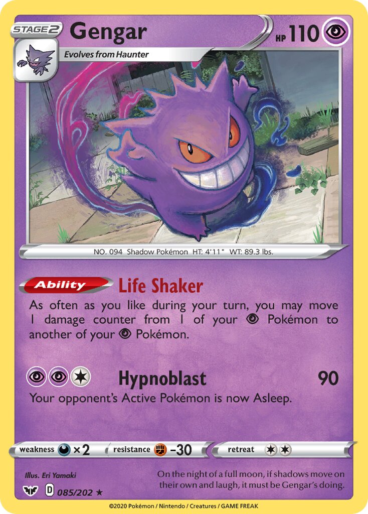 Gengar 085/216 — Sword & Shield (English Pokémon TCG card)
