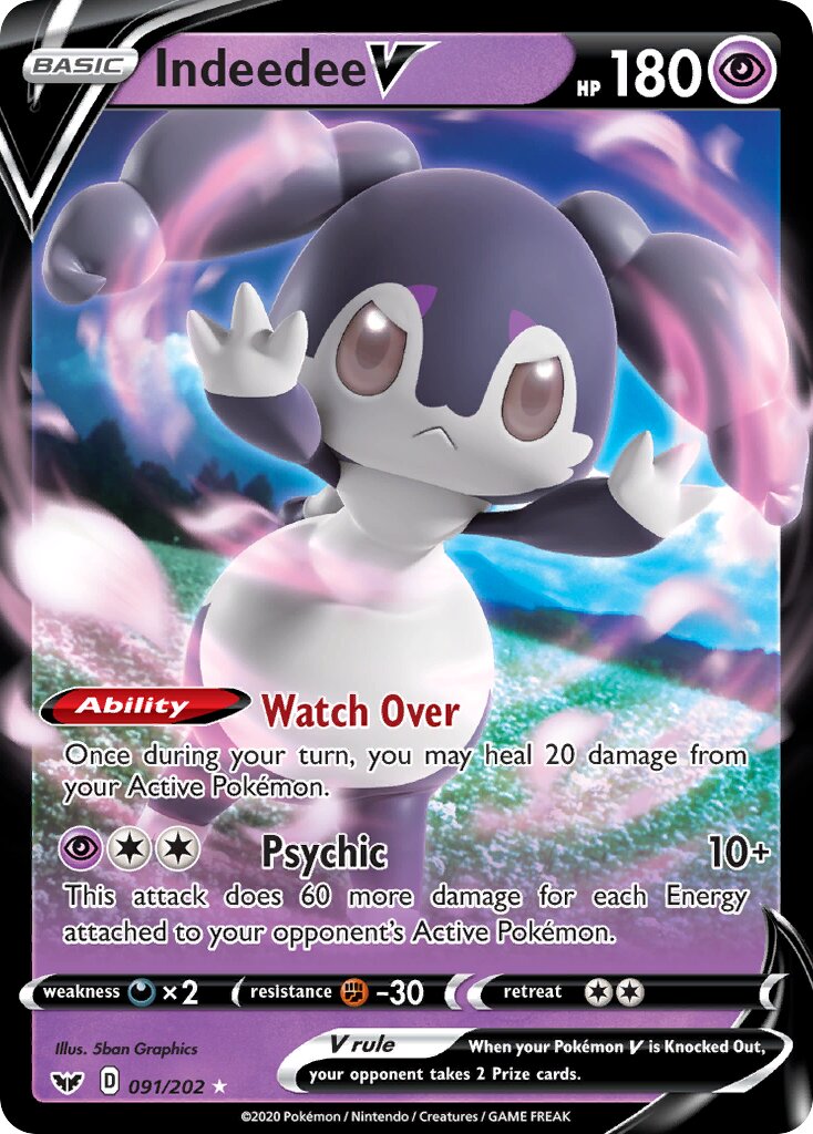 Indeedee V 091/216 — Sword & Shield (English Pokémon TCG card)