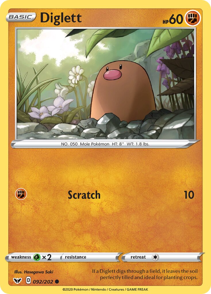 Diglett 092/216 — Sword & Shield (English Pokémon TCG card)