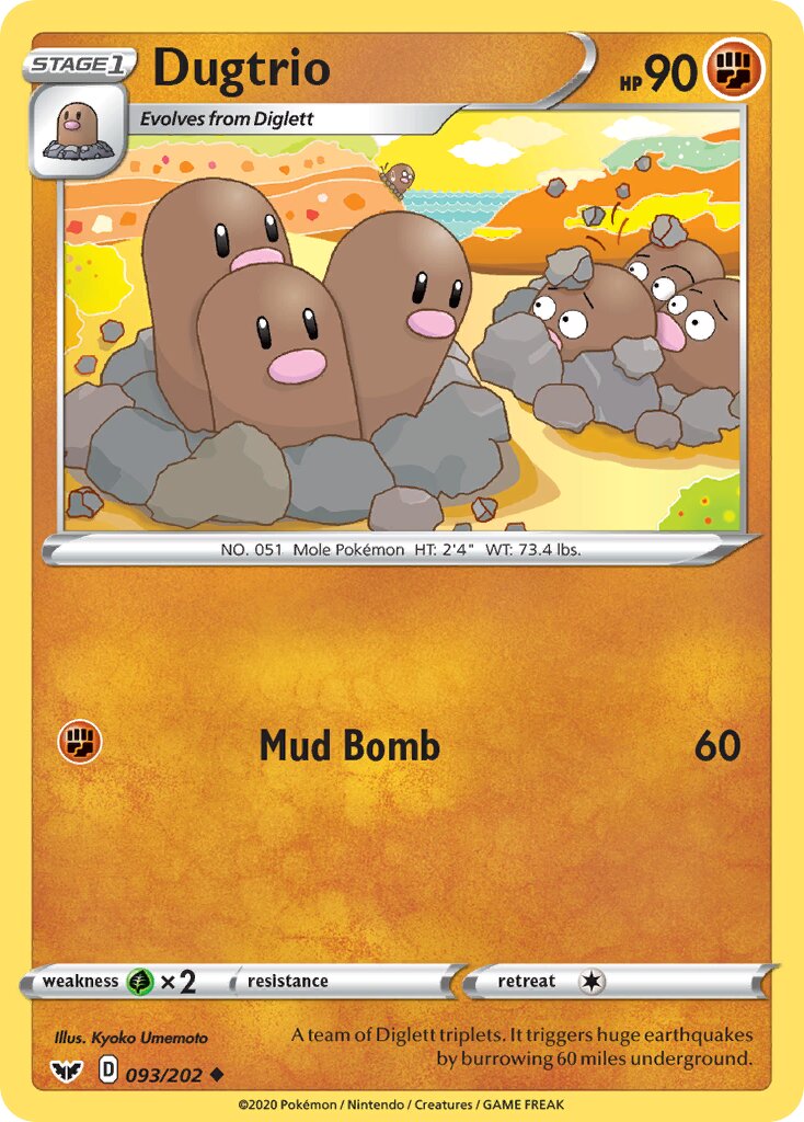 Dugtrio 093/216 — Sword & Shield (English Pokémon TCG card)