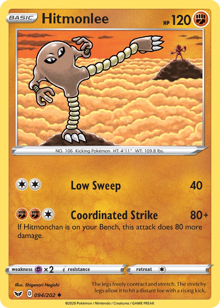 Hitmonlee 094/216 — Sword & Shield (English Pokémon TCG card)