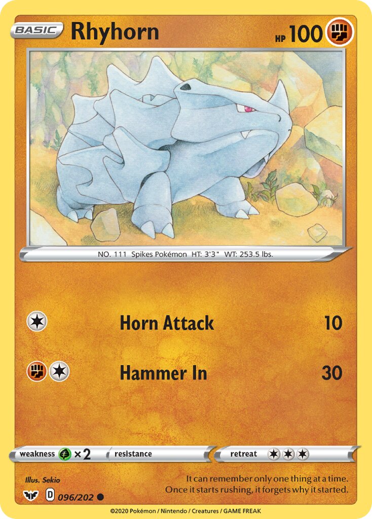 Rhyhorn 096/216 — Sword & Shield (English Pokémon TCG card)