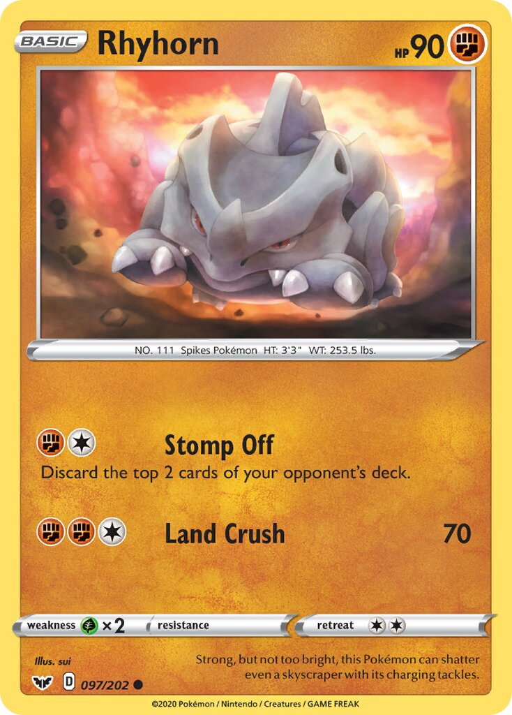 Rhyhorn 097/216 — Sword & Shield (English Pokémon TCG card)