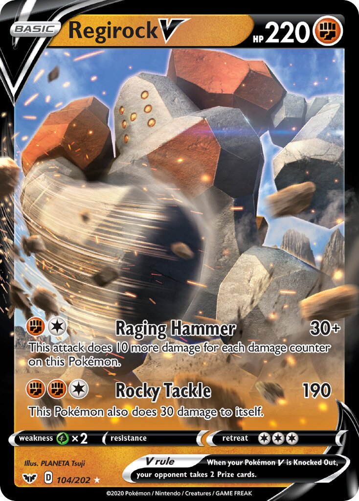 Regirock V 104/216 — Sword & Shield (English Pokémon TCG card)