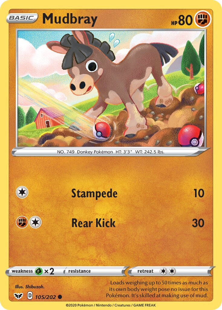 Mudbray 105/216 — Sword & Shield (English Pokémon TCG card)