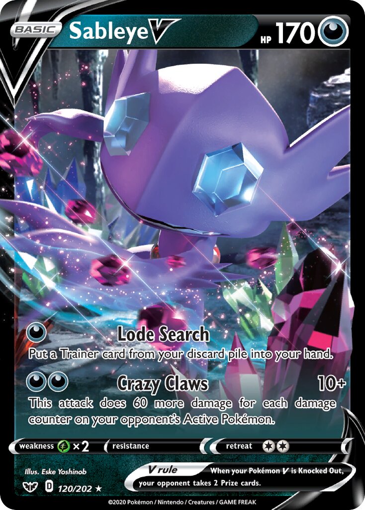 Sableye V 120/216 — Sword & Shield (English Pokémon TCG card)