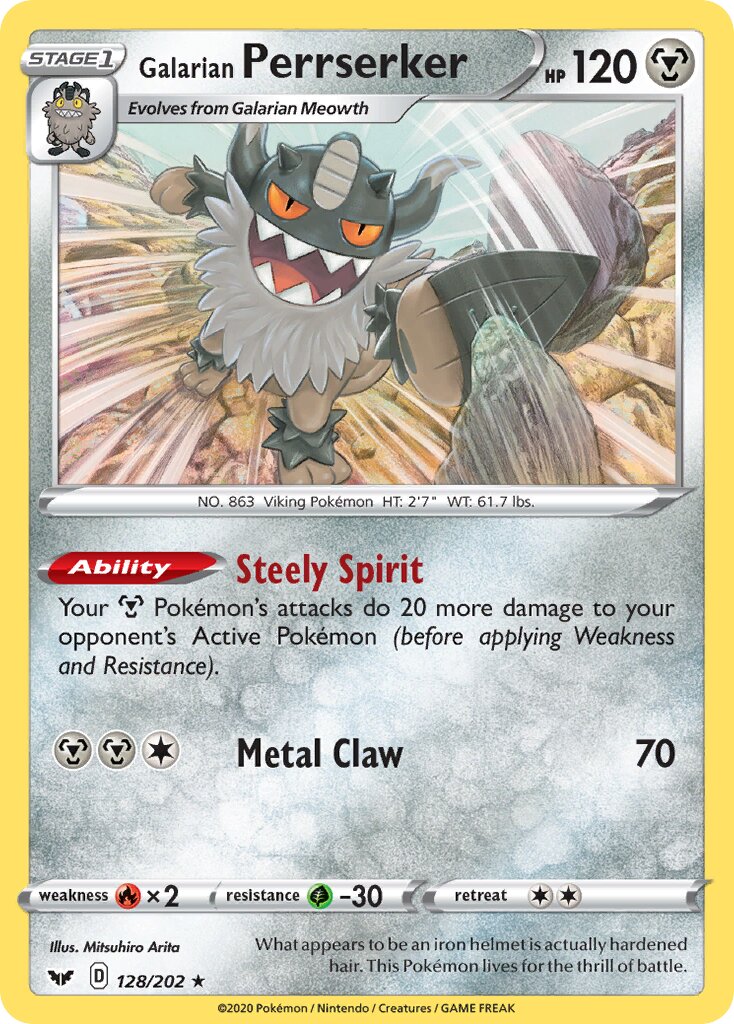 Galarian Perrserker 128/216 — Sword & Shield (English Pokémon TCG card)
