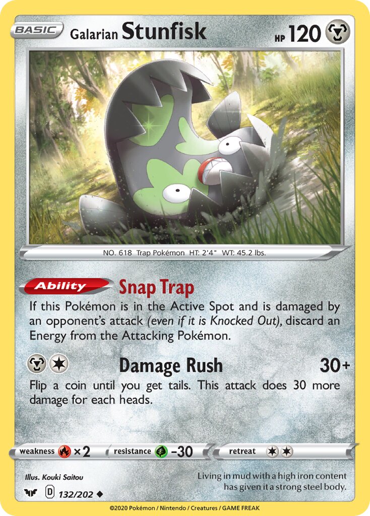 Galarian Stunfisk 132/216 — Sword & Shield (English Pokémon TCG card)