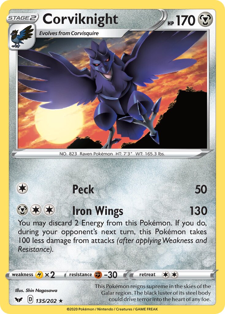 Corviknight 135/216 — Sword & Shield (English Pokémon TCG card)