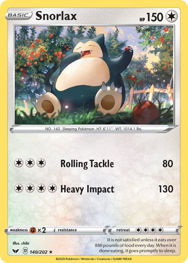 Snorlax 140/216 — Sword & Shield (English Pokémon TCG card)