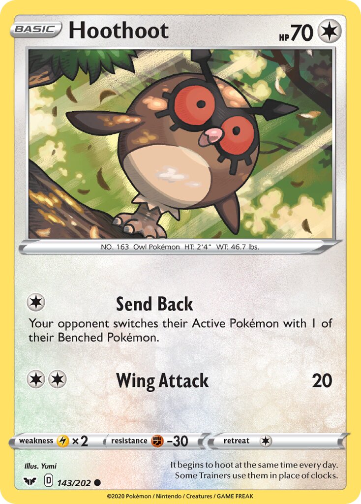 Hoothoot 143/216 — Sword & Shield (English Pokémon TCG card)