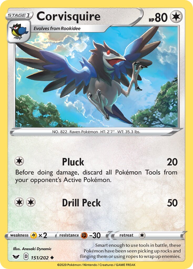 Corvisquire 151/216 — Sword & Shield (English Pokémon TCG card)