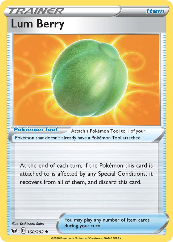 Lum Berry 168/216 — Sword & Shield (English Pokémon TCG card)