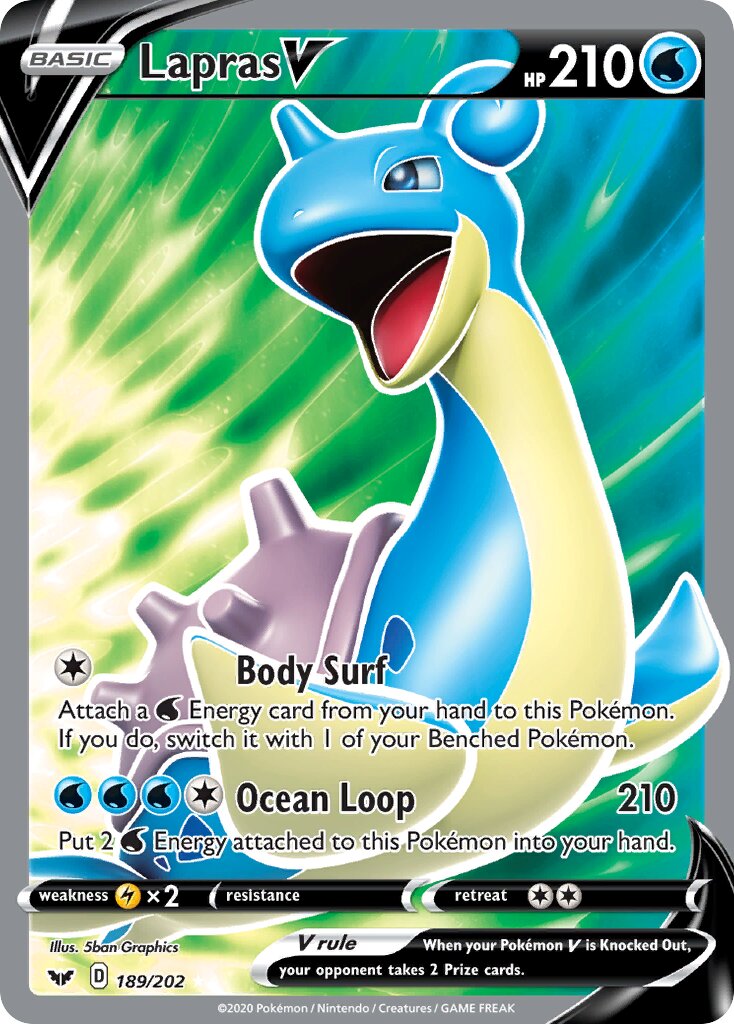 Lapras V 189/216 — Sword & Shield (English Pokémon TCG card)