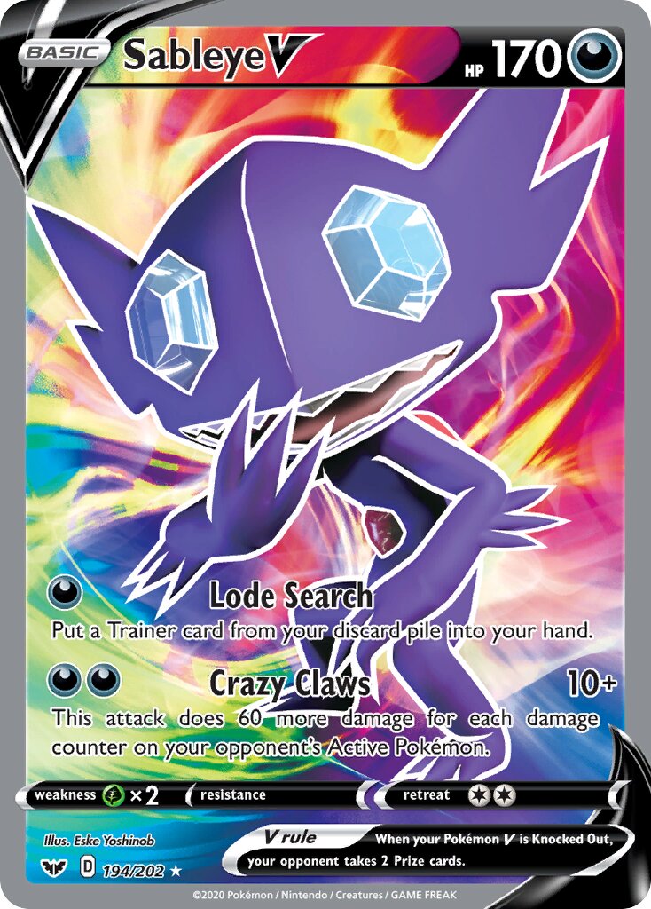 Sableye V 194/216 — Sword & Shield (English Pokémon TCG card)