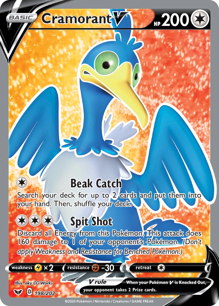 Cramorant V 198/216 — Sword & Shield (English Pokémon TCG card)