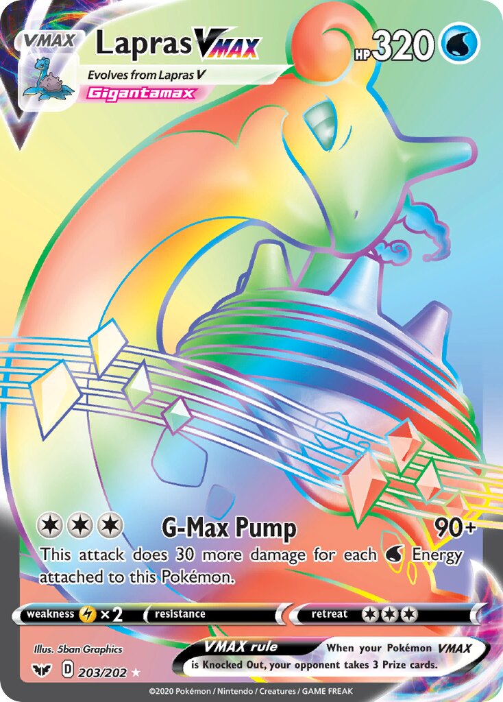 Lapras VMAX 203/216 — Sword & Shield (English Pokémon TCG card)