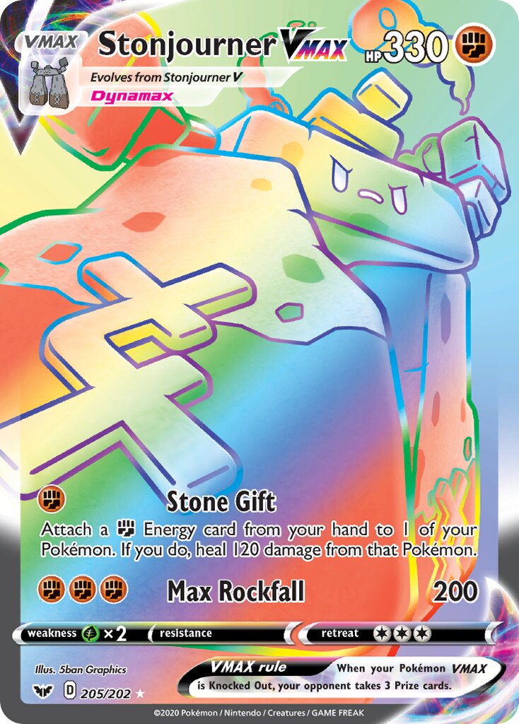 Stonjourner VMAX 205/216 — Sword & Shield (English Pokémon TCG card)