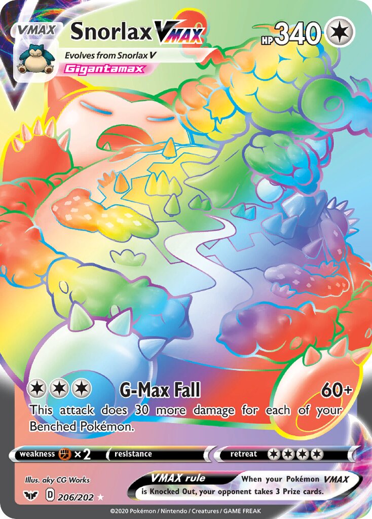 Snorlax VMAX 206/216 — Sword & Shield (English Pokémon TCG card)