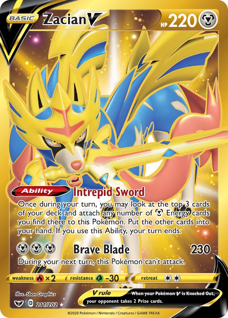 Zacian V 211/216 — Sword & Shield (English Pokémon TCG card)