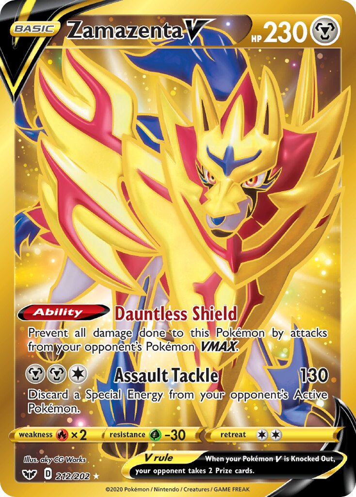Zamazenta V 212/216 — Sword & Shield (English Pokémon TCG card)
