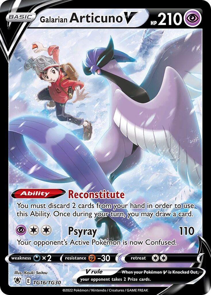 Galarian Articuno V TG16 — Astral Radiance (English Pokémon TCG card)